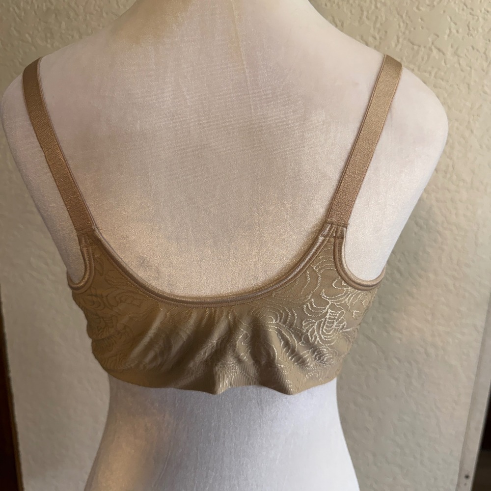 Bali Bra Women 38DD Beige Front Close Underwire Jacquard Floral 3P66 Comfort - Picture 6 of 7